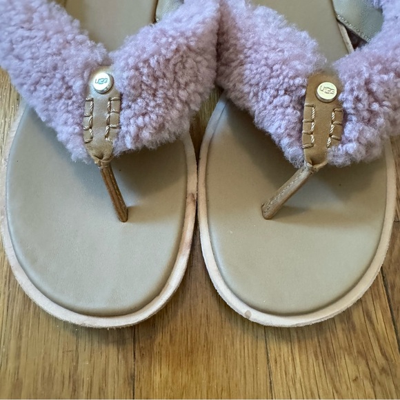 UGG Alicia Pink Dawn Shearling Flip Flops - Picture 3 of 8
